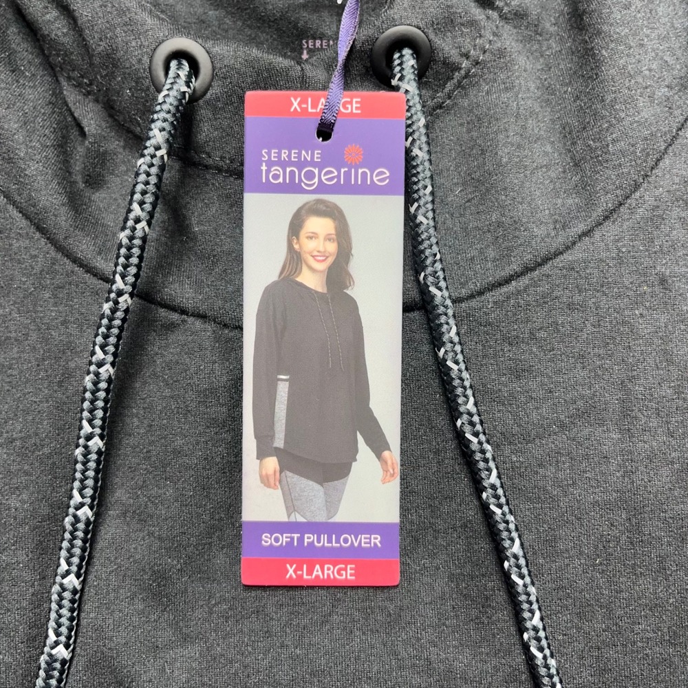 Serene Tangerine Black Heather Grey Colorblock Soft Pullover Hoodie XLarge - Picture 2 of 10